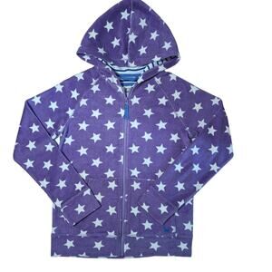 Mini Boden zip-up star print towelling hoodie